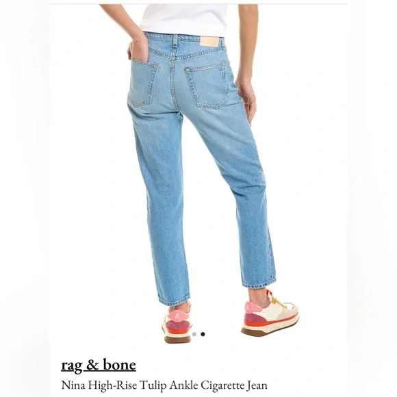 Rag and Bone. Nina high rise ankle cigarette. Button-fly 100% cotton Sz30, Tulip - Picture 4 of 16